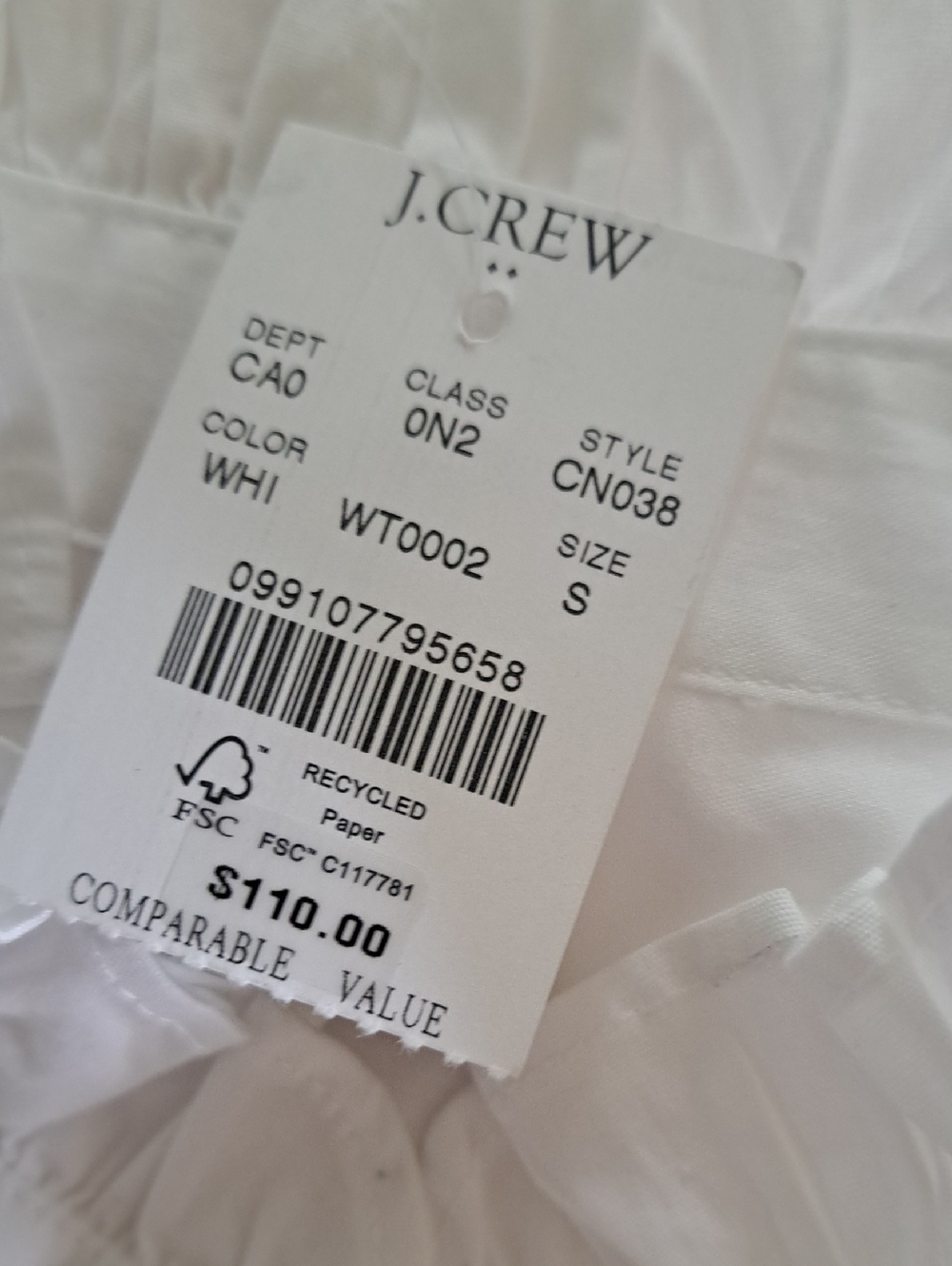 NWT J.Crew Womens Classic Preppy White Cotton Ruffle Trim Button Down Shirt SM - Picture 8 of 8